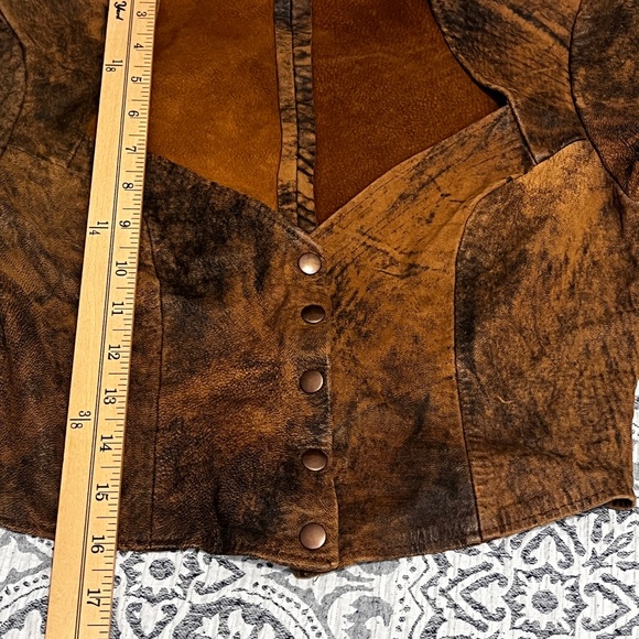 Vintage 80’s Firenze Brown Tan Cropped Genuine Leather Jacket L - Picture 7 of 12